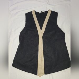 Abercrombie & Fitch Black and Tan Vest XS Hidden Button Closure